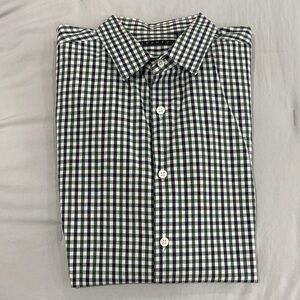 Theory Green and White Gingham Dress Shirt